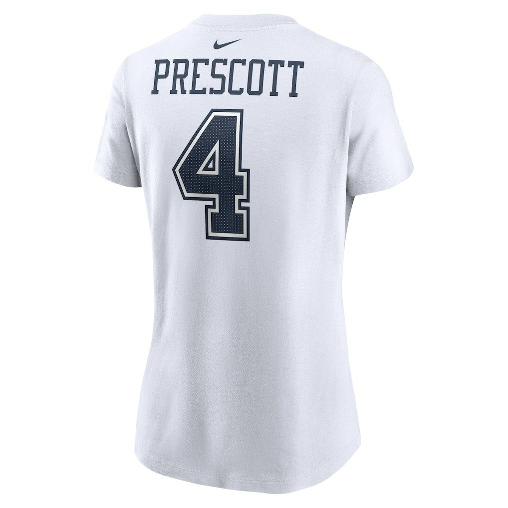 Dak Prescott Dallas Cowboys Women's Player Name & Number T-Shirt - White - Nike