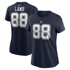 CeeDee Lamb Dallas Cowboys Women's Player Name & Number T-Shirt - Navy - Nike