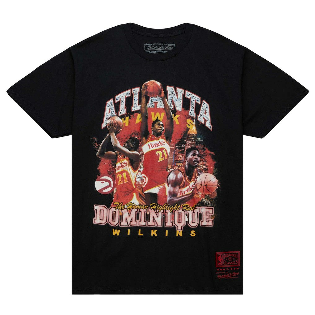 Mitchell & Ness Dominique Wilkins Atlanta Hawks Hardwood Classics Bling Concert Player T-Shirt Black