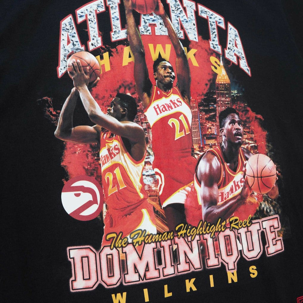 Mitchell & Ness Dominique Wilkins Atlanta Hawks Hardwood Classics Bling Concert Player T-Shirt Black