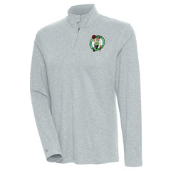 Boston Celtics Antigua Women's Confront Quarter-Zip Pullover Top Heather Gray