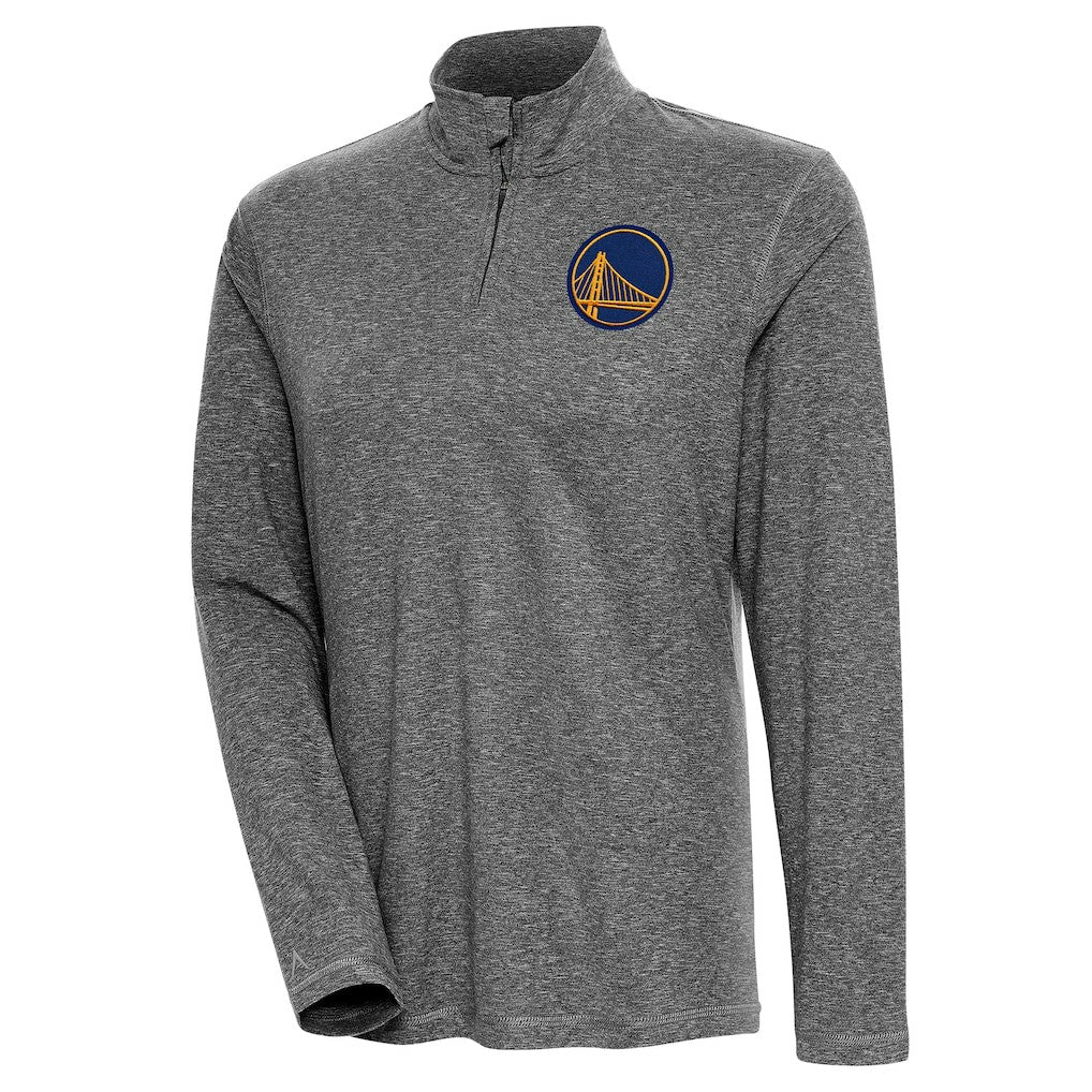 Golden State Warriors Antigua Women's Confront Quarter-Zip Pullover Top Heather Black