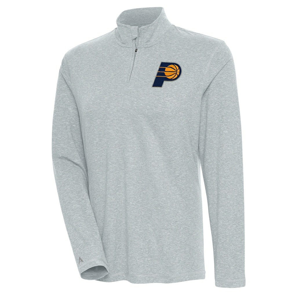 Indiana Pacers Antigua Women's Confront Quarter-Zip Pullover Top Heather Gray