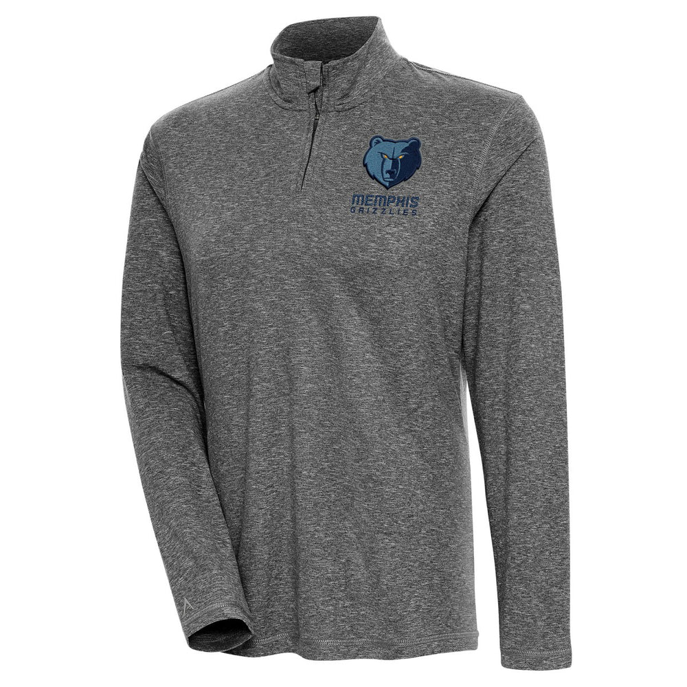Memphis Grizzlies Antigua Women's Confront Quarter-Zip Pullover Top Heather Black