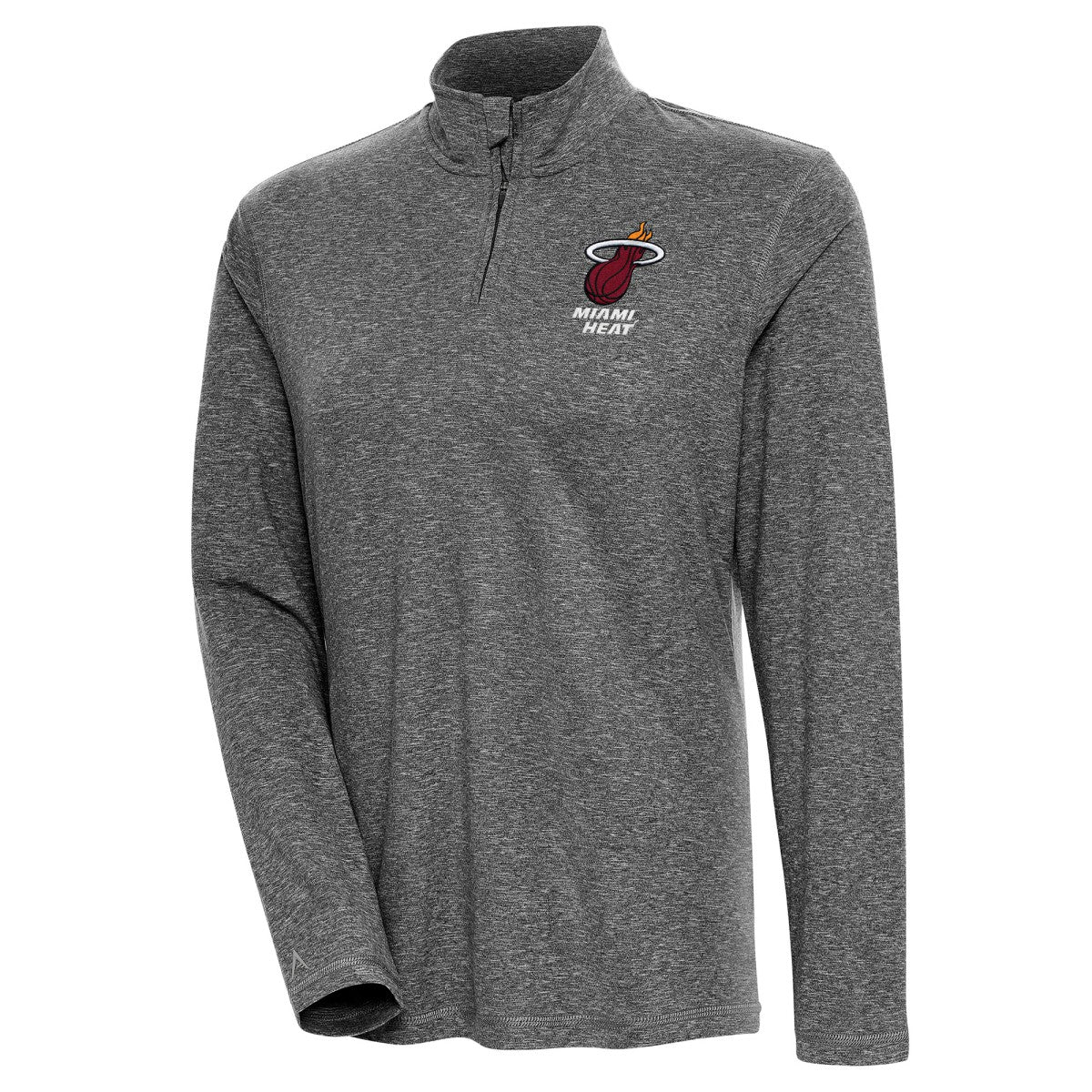 Miami Heat Antigua Women's Confront Quarter-Zip Pullover Top Heather Black