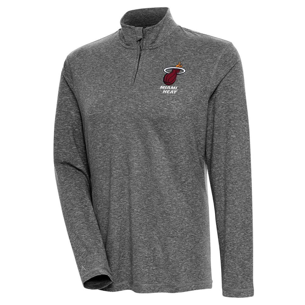 Miami Heat Antigua Women's Confront Quarter-Zip Pullover Top Heather Black