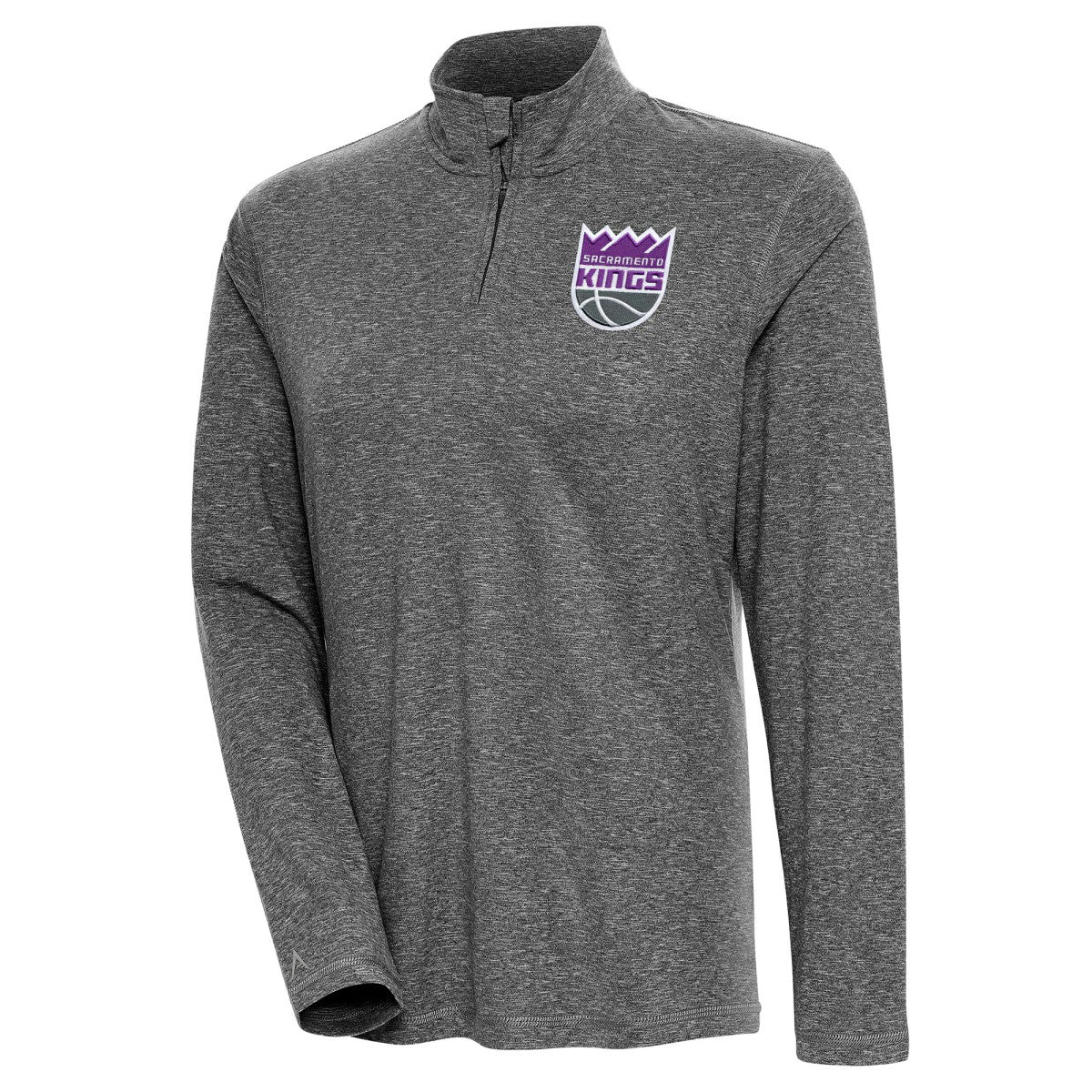Sacramento Kings Antigua Women's Confront Quarter-Zip Pullover Top Heather Black