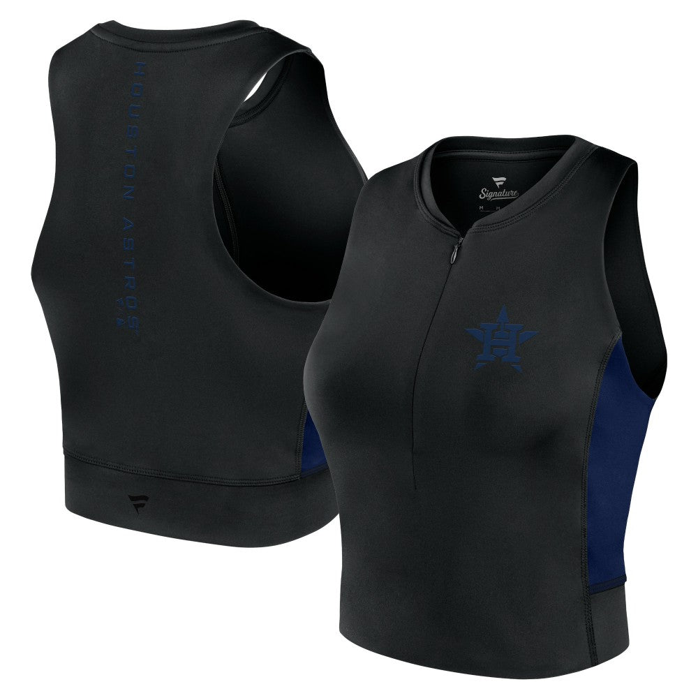 Houston Astros Fanatics Women's Studio Half-Zip Fitted Gym Tank Top Outlet