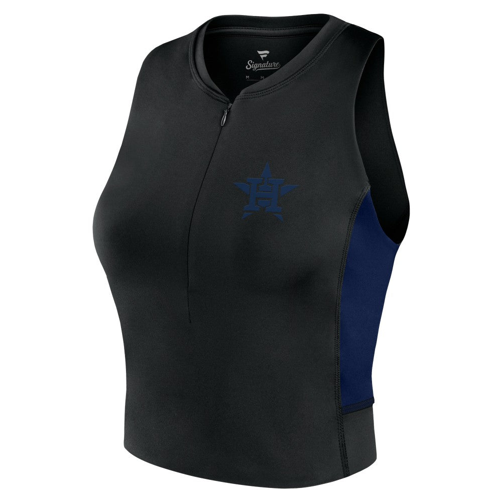 Houston Astros Fanatics Women's Studio Half-Zip Fitted Gym Tank Top Outlet
