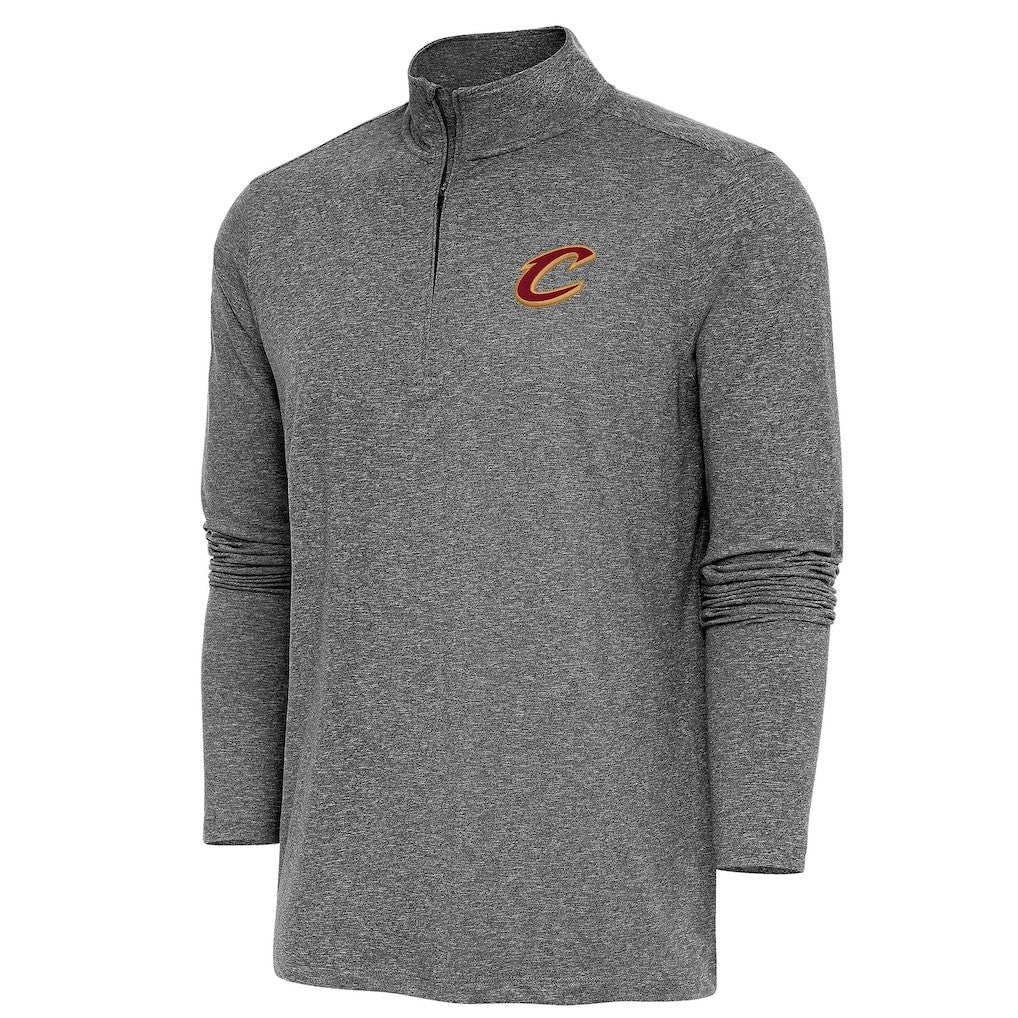 Cleveland Cavaliers Antigua Hunk Quarter-Zip Pullover Top Heather Black