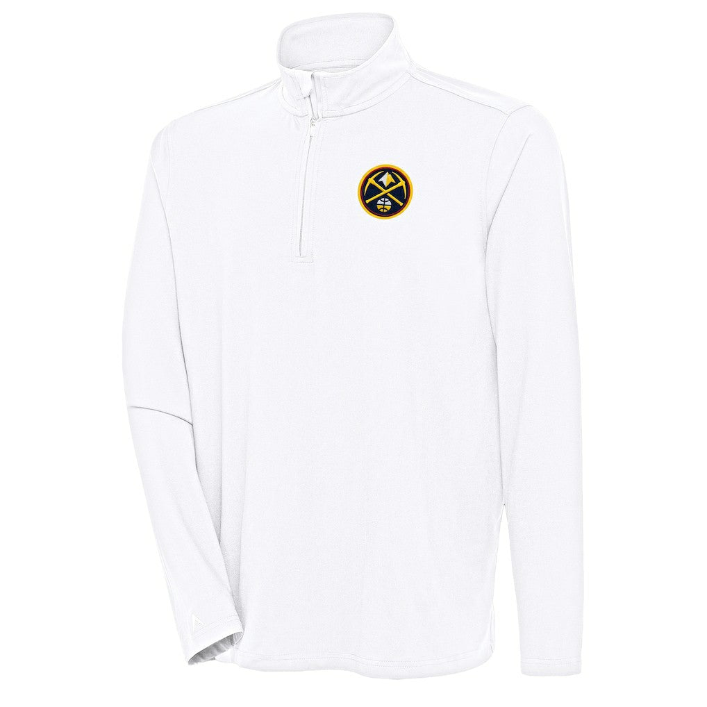 Denver Nuggets Antigua Hunk Quarter-Zip Pullover Top White