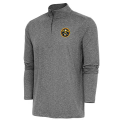 Denver Nuggets Antigua Hunk Quarter-Zip Pullover Top Heather Black