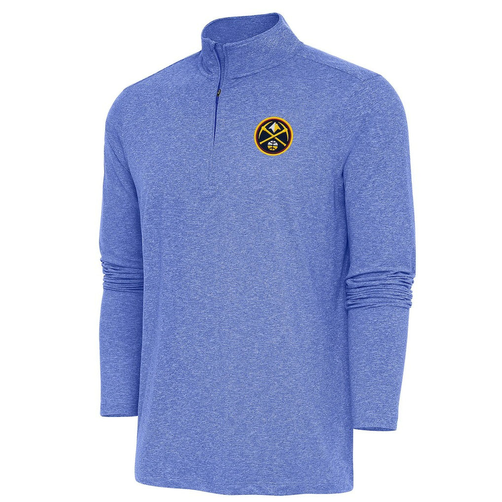 Denver Nuggets Antigua Hunk Quarter-Zip Pullover Top Heather Royal