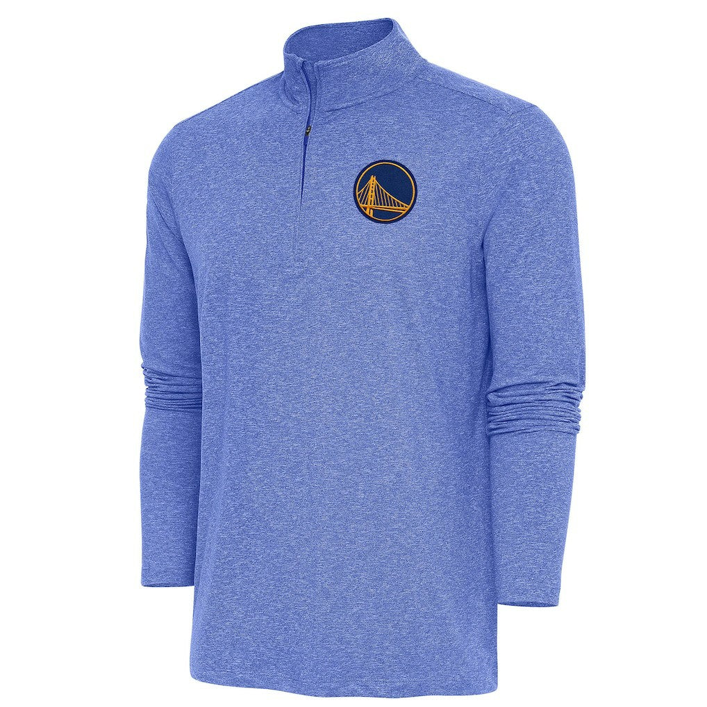 Golden State Warriors Antigua Hunk Quarter-Zip Pullover Top Heather Royal