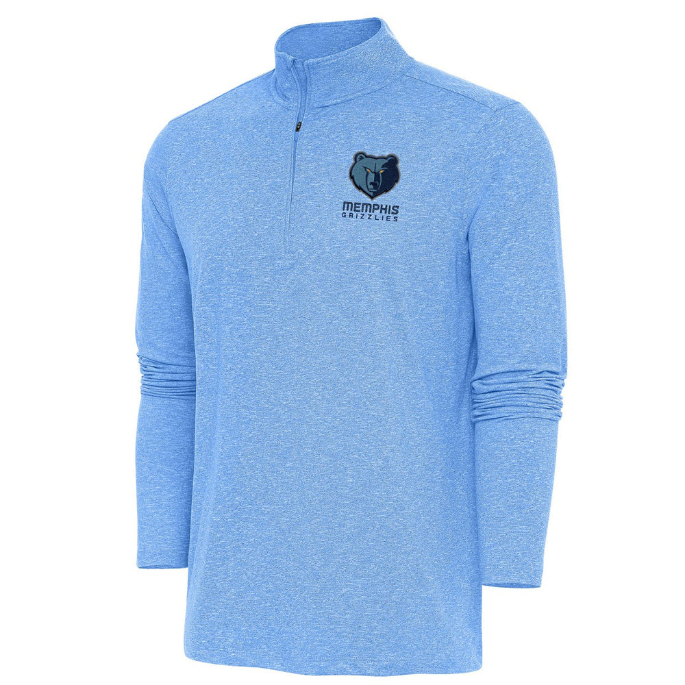 Memphis Grizzlies Antigua Hunk Quarter-Zip Pullover Top Heather Powder Blue