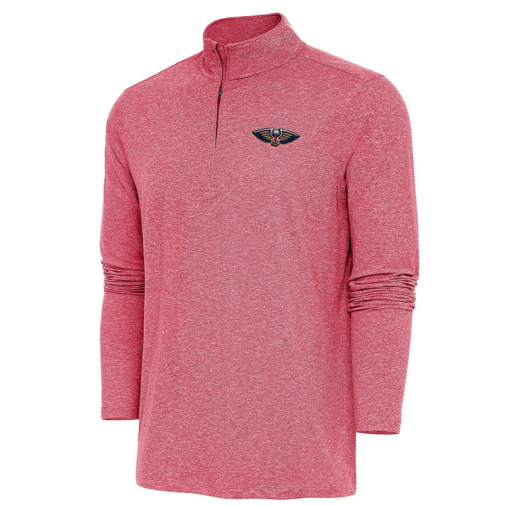 New Orleans Pelicans Antigua Hunk Quarter-Zip Pullover Top Heather Red