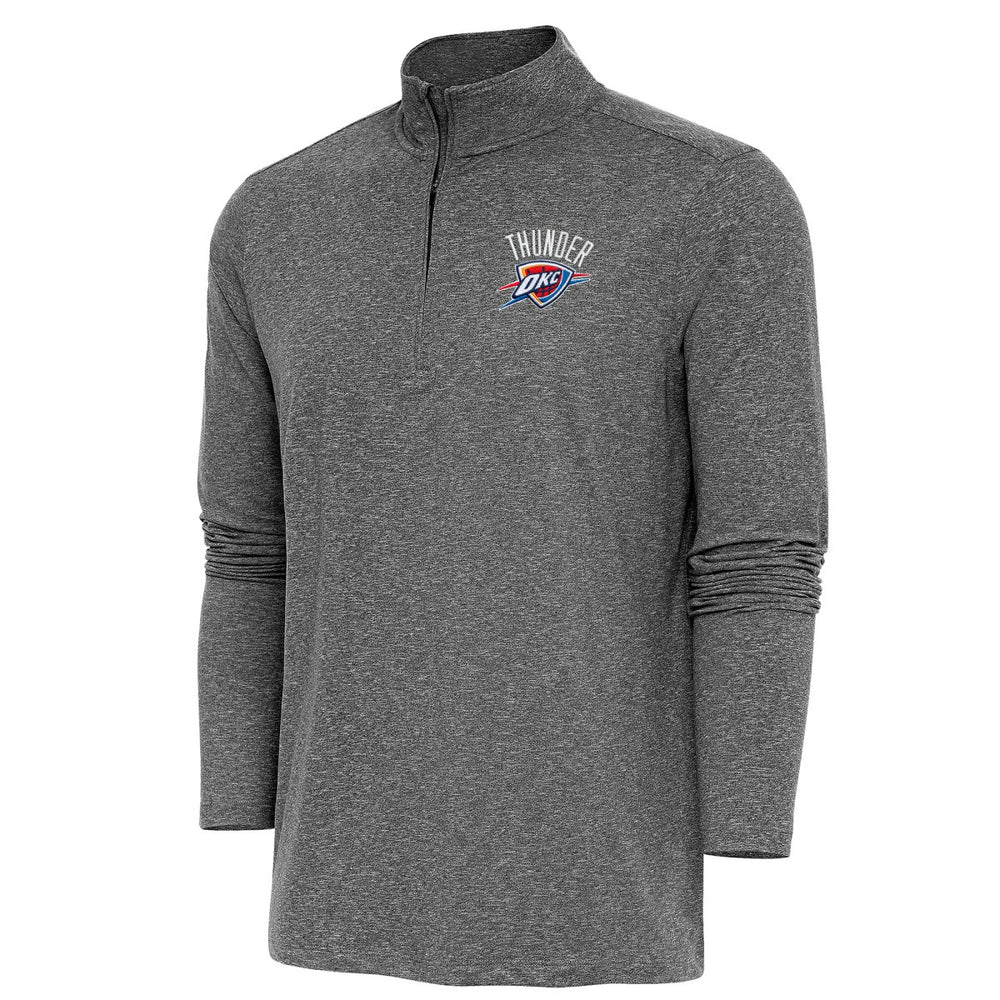 Oklahoma City Thunder Antigua Hunk Quarter-Zip Pullover Top Heather Black