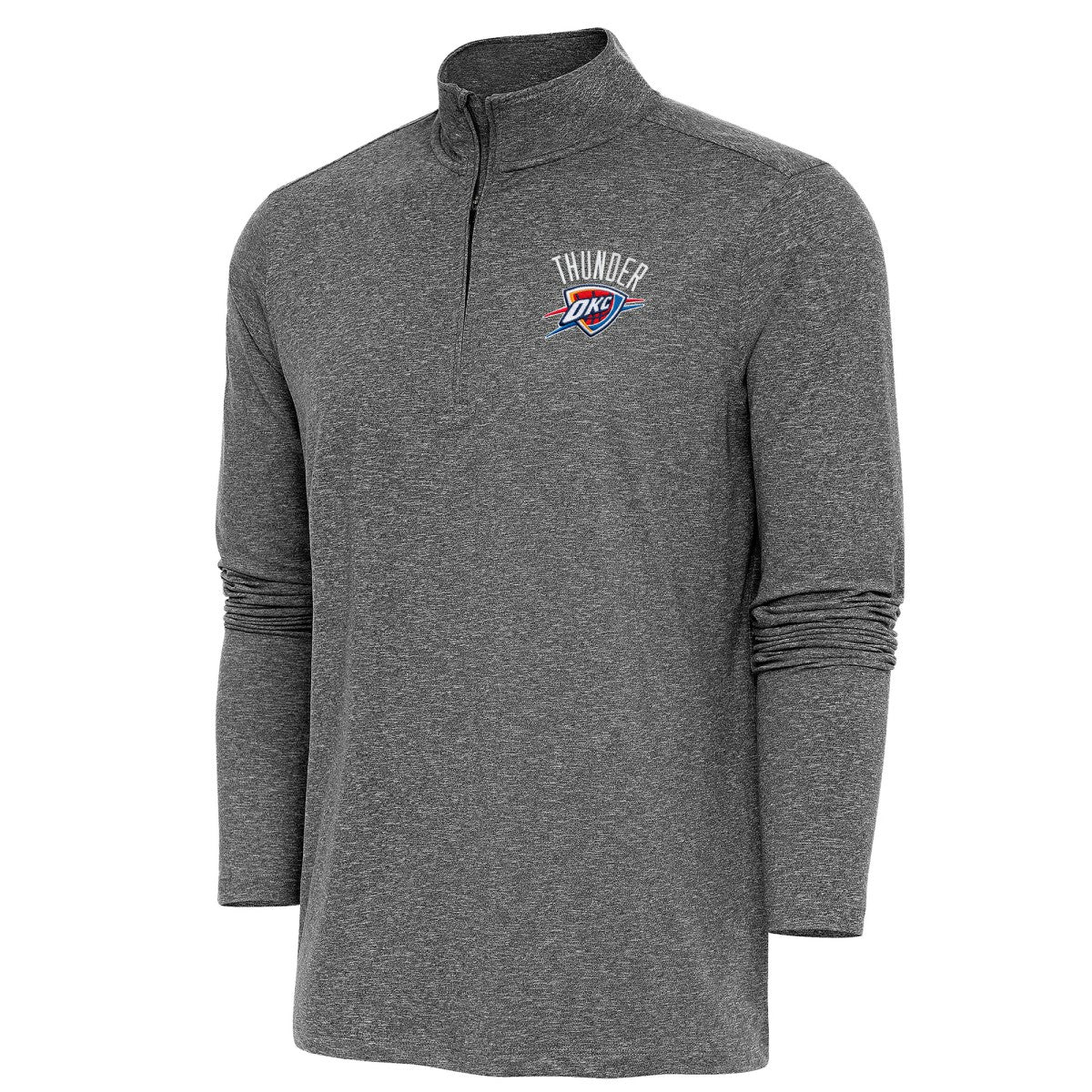 Oklahoma City Thunder Antigua Hunk Quarter-Zip Pullover Top Heather Black