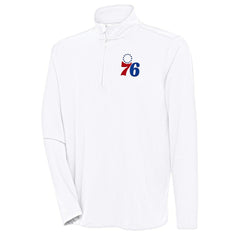 Philadelphia 76ers Antigua Hunk Quarter-Zip Pullover Top White