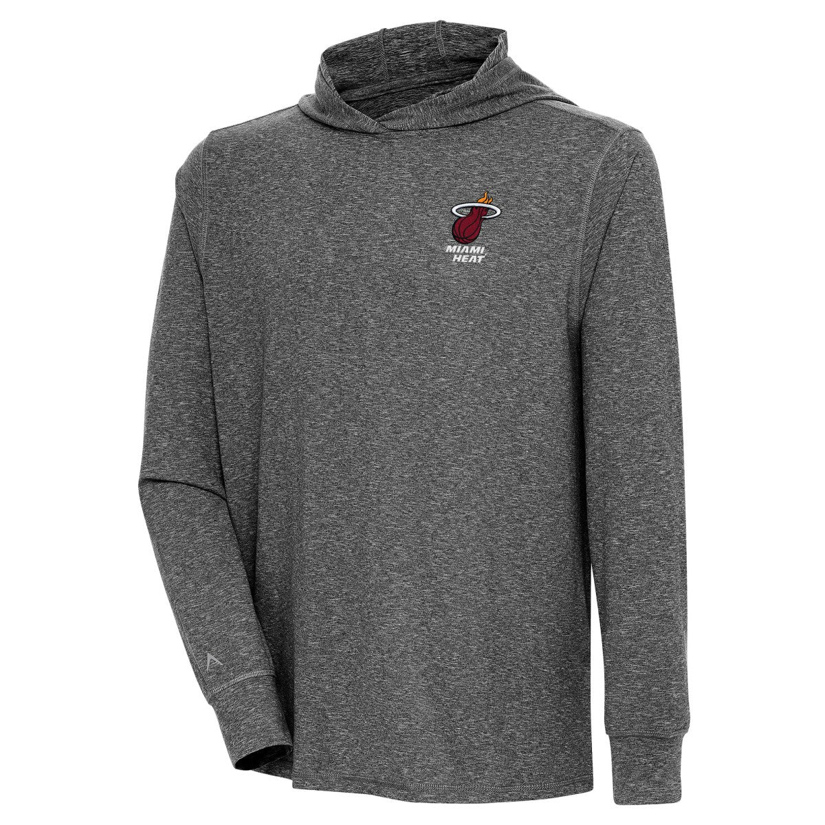 Miami Heat Antigua Saga Long Sleeve Hoodie T-Shirt Heather Black