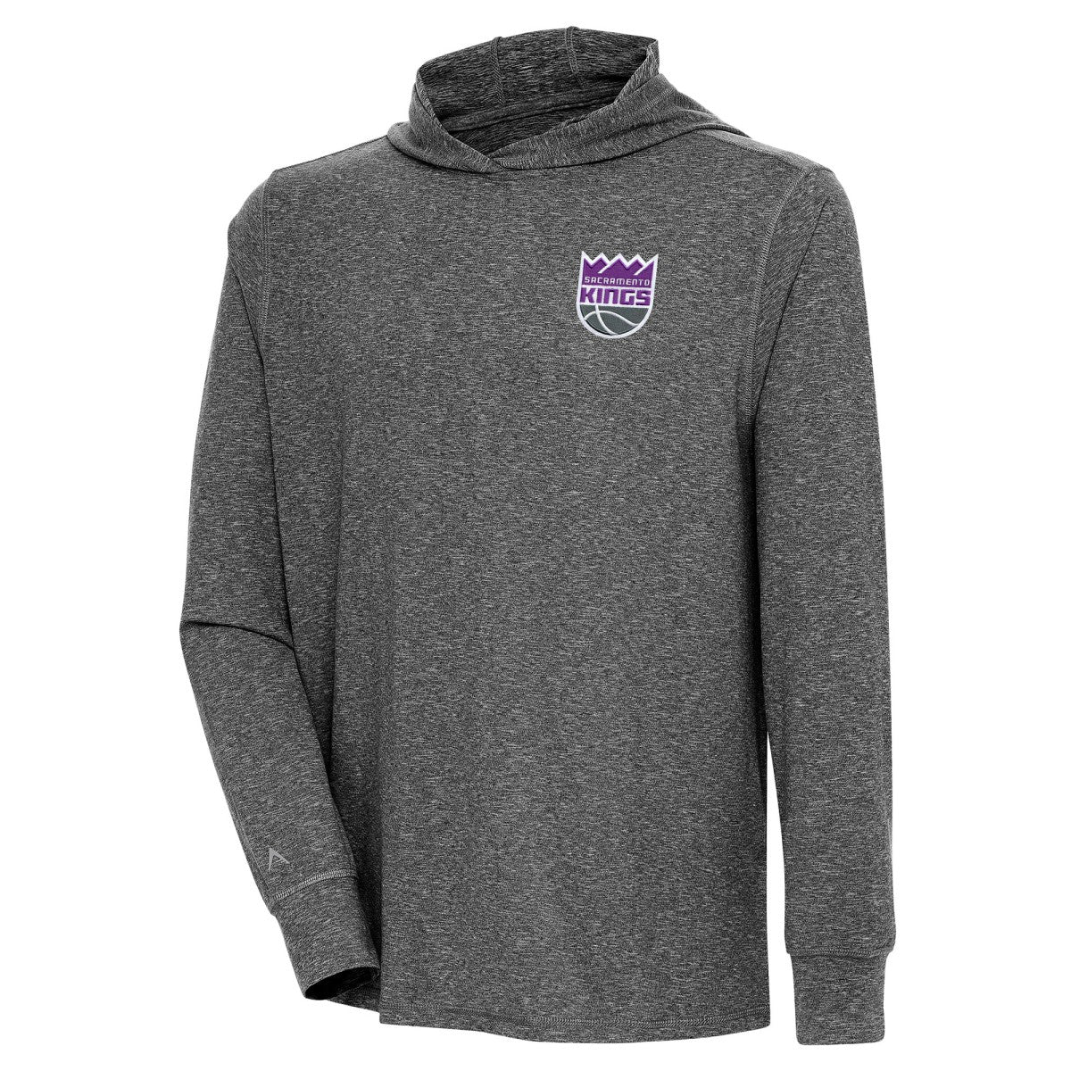 Sacramento Kings Antigua Saga Long Sleeve Hoodie T-Shirt Heather Black