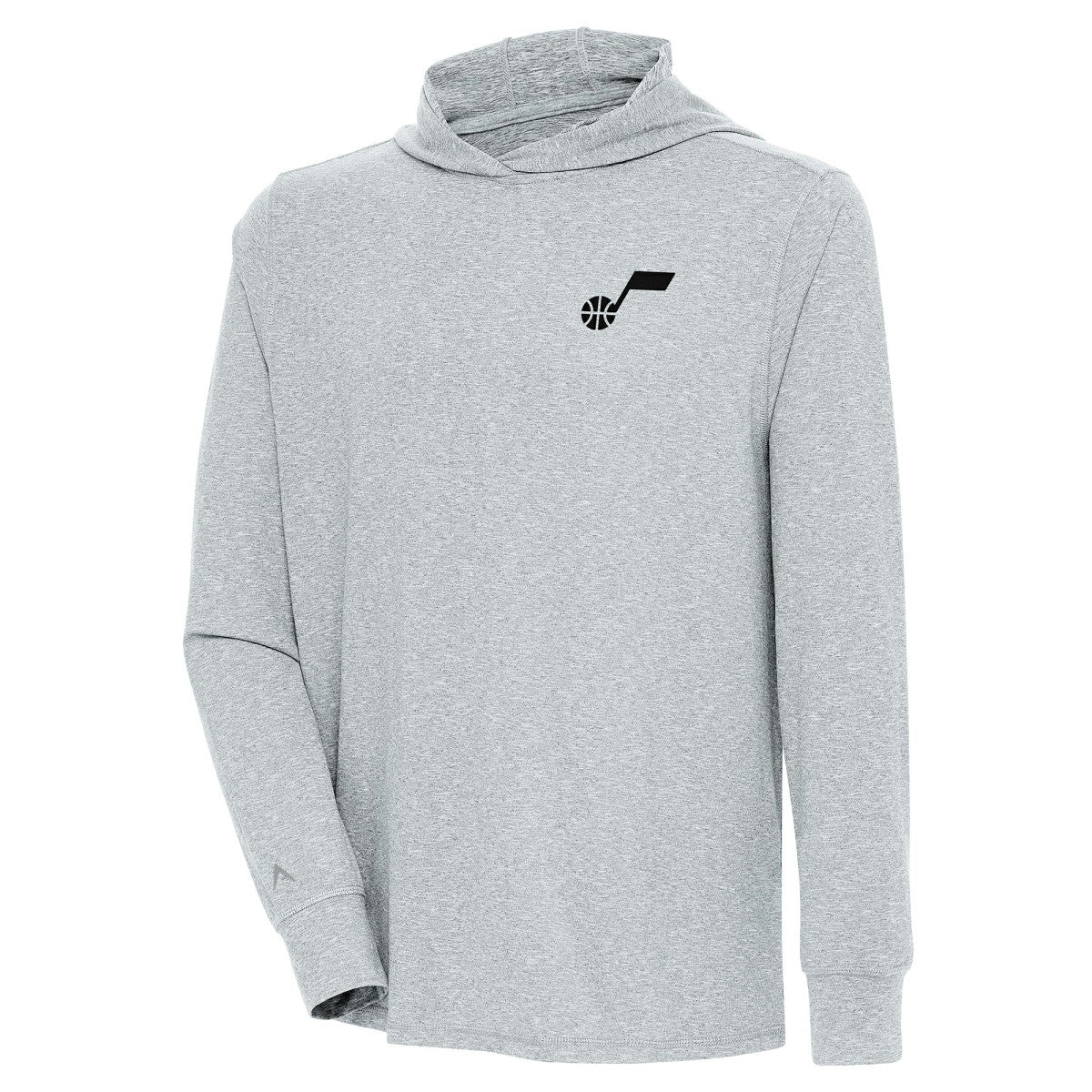 Utah Jazz Antigua Saga Long Sleeve Hoodie T-Shirt Heather Gray