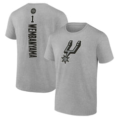 Victor Wembanyama San Antonio Spurs Playmaker Name & Number T-Shirt Heather Gray