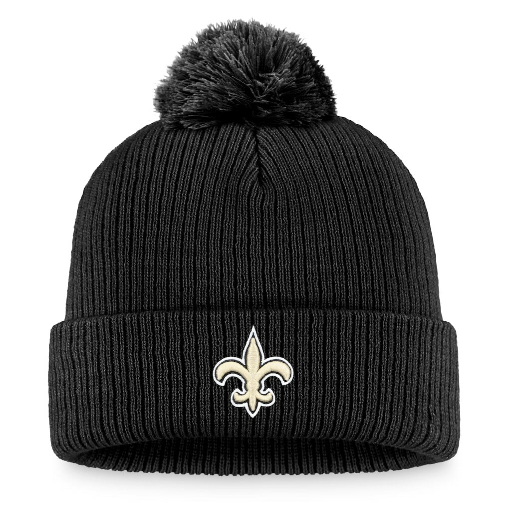New Orleans Saints Women's Logo Cuffed Knit Hat with Pom - Black - Fanatics
