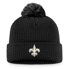 New Orleans Saints Women's Logo Cuffed Knit Hat with Pom - Black - Fanatics