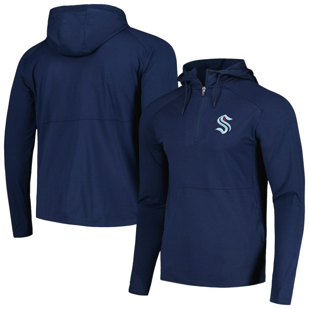 Seattle Kraken Antigua Spikes Raglan Quarter-Zip Hoodie - Heather Navy | NHL discount