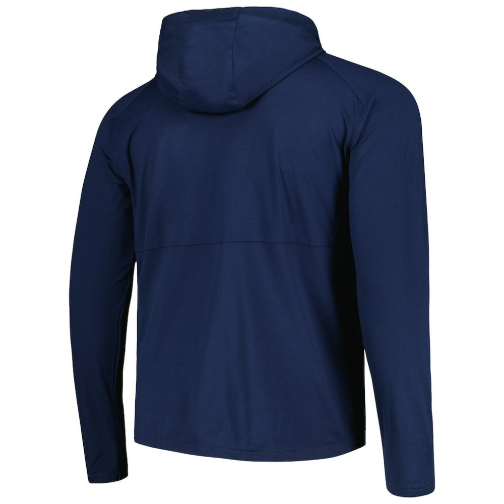 St. Louis Blues Antigua Spikes Raglan Quarter-Zip Hoodie - Heather Navy | NHL Lifestyle