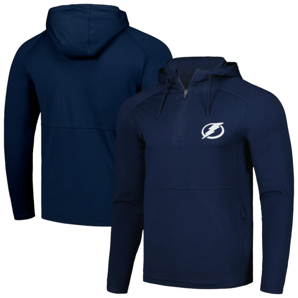 Tampa Bay Lightning Antigua Spikes Raglan Quarter-Zip Hoodie - Heather Navy | NHL Lifestyle