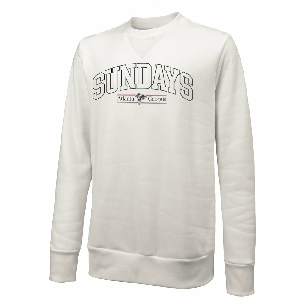 Atlanta Falcons Majestic Threads Unisex Sundays Block Letter Crewneck Pullover Sweatshirt - White - NFL