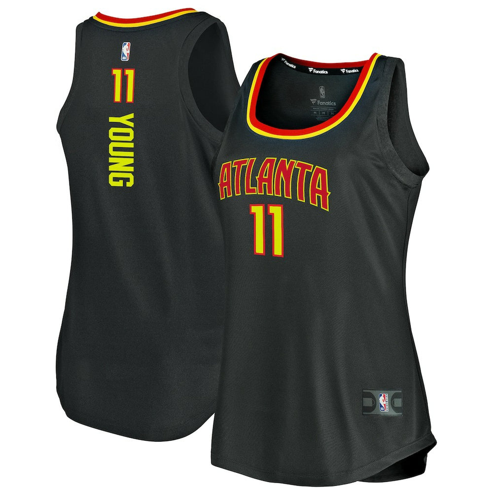 Fanatics Trae Young Atlanta Hawks Women's Fast Break Tank Jersey Icon Edition Black