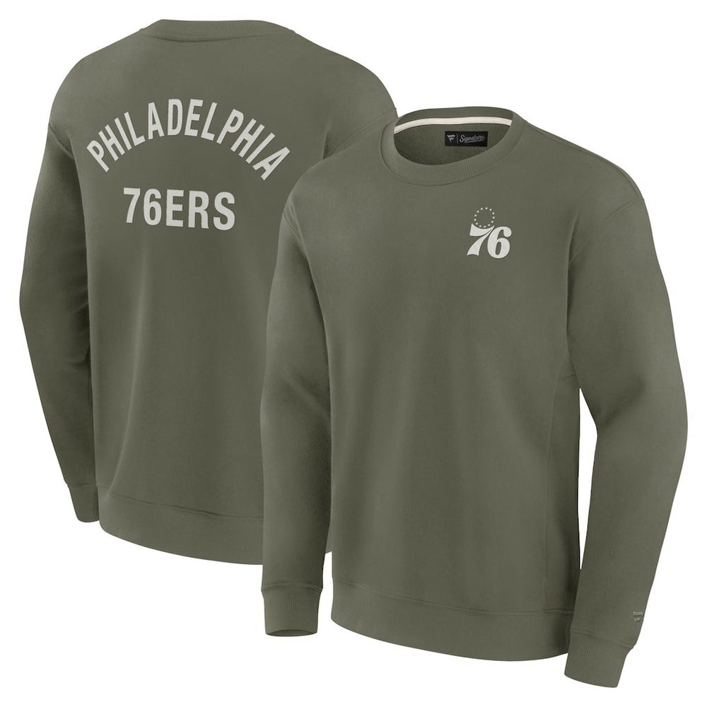 Fanatics Philadelphia 76ers Unisex Elements Super Soft Fleece Pullover Sweatshirt Olive
