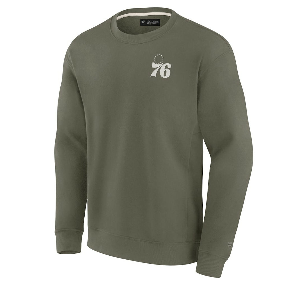 Fanatics Philadelphia 76ers Unisex Elements Super Soft Fleece Pullover Sweatshirt Olive