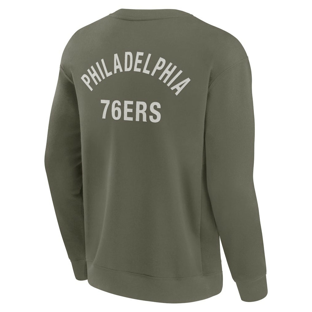 Fanatics Philadelphia 76ers Unisex Elements Super Soft Fleece Pullover Sweatshirt Olive