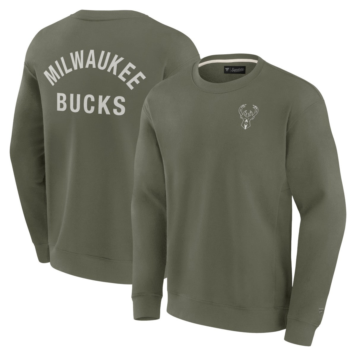 Fanatics Milwaukee Bucks Unisex Elements Super Soft Fleece Pullover Sweatshirt Olive