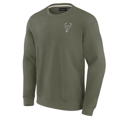 Fanatics Milwaukee Bucks Unisex Elements Super Soft Fleece Pullover Sweatshirt Olive