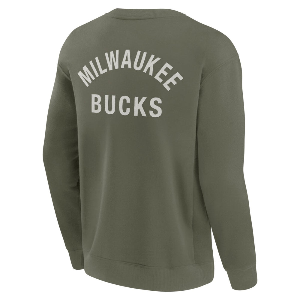 Fanatics Milwaukee Bucks Unisex Elements Super Soft Fleece Pullover Sweatshirt Olive