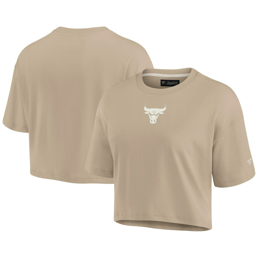 Fanatics Chicago Bulls Women's Elements Super Soft Boxy Cropped T-Shirt Khaki
