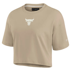 Fanatics Chicago Bulls Women's Elements Super Soft Boxy Cropped T-Shirt Khaki