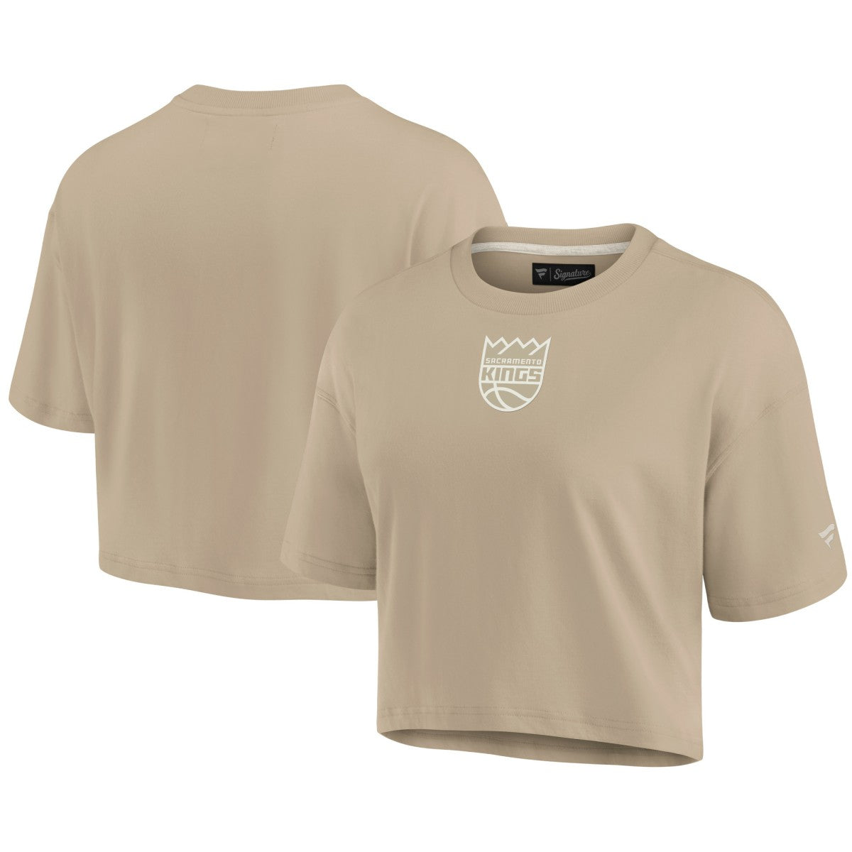 Fanatics Sacramento Kings Women's Elements Super Soft Boxy Cropped T-Shirt Khaki