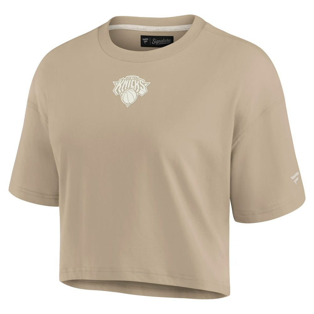 Fanatics New York Knicks Women's Elements Super Soft Boxy Cropped T-Shirt Khaki