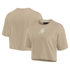 Fanatics Los Angeles Lakers Women's Elements Super Soft Boxy Cropped T-Shirt Khaki