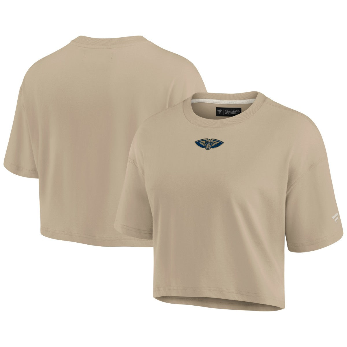 Fanatics New Orleans Pelicans Women's Elements Super Soft Boxy Cropped T-Shirt Khaki
