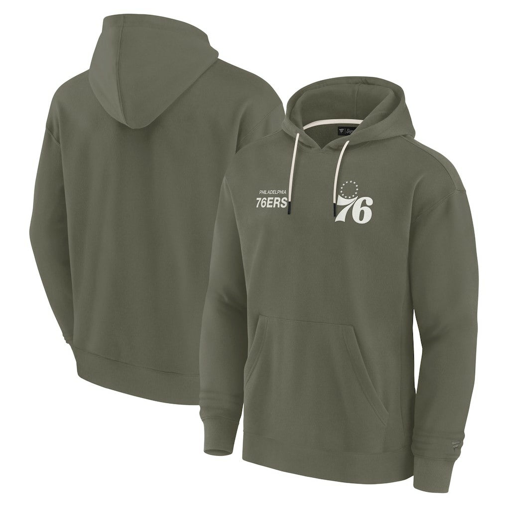 Fanatics Philadelphia 76ers Unisex Elements Super Soft Fleece Pullover Hoodie Olive