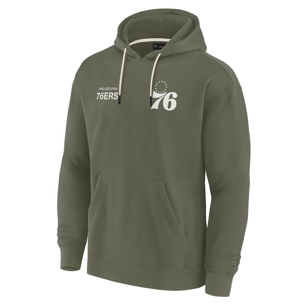 Fanatics Philadelphia 76ers Unisex Elements Super Soft Fleece Pullover Hoodie Olive