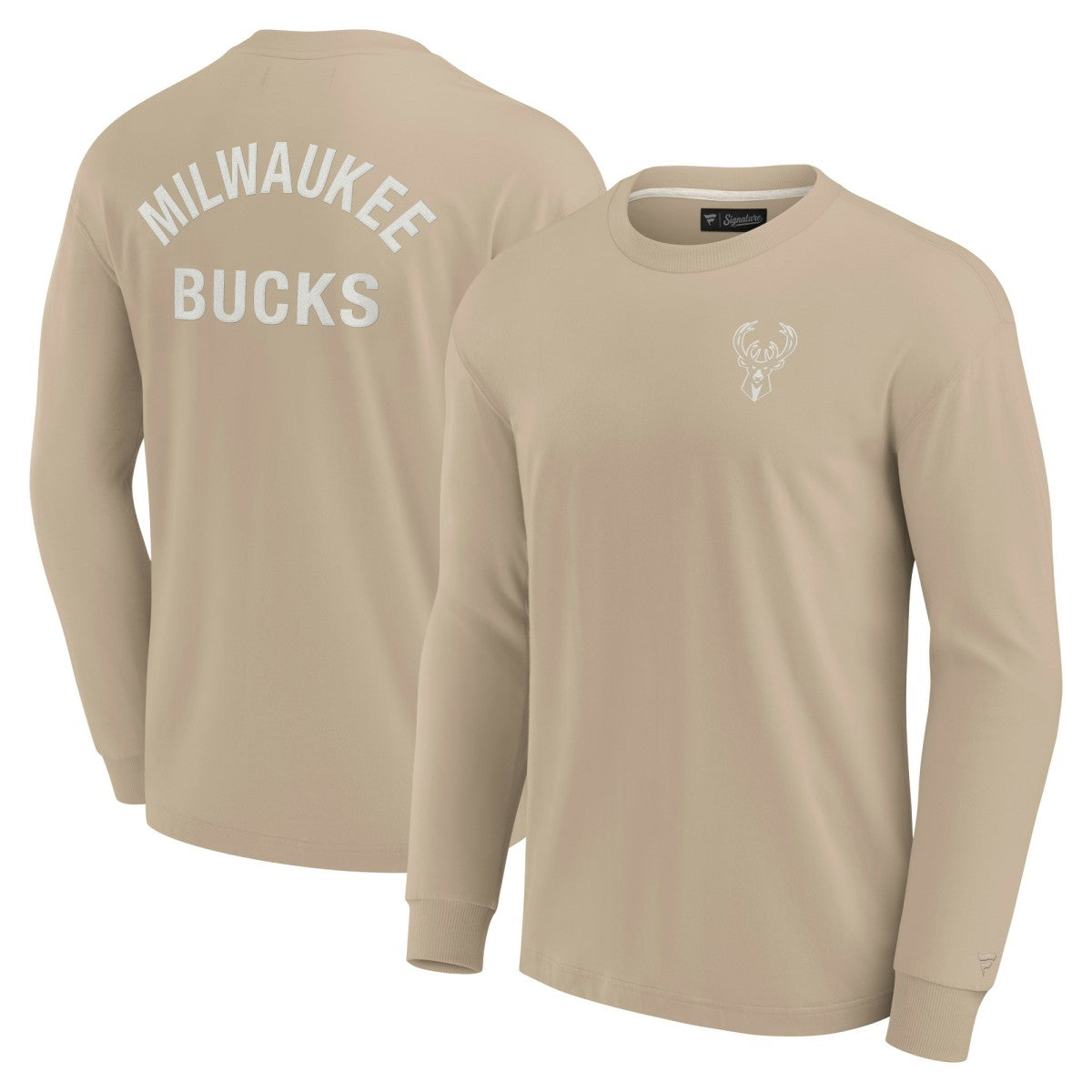 Fanatics Milwaukee Bucks Unisex Elements Super Soft Long Sleeve T-Shirt Khaki