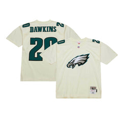 Brian Dawkins Philadelphia Eagles Chainstitch Legacy Jersey - Cream - Mitchell & Ness